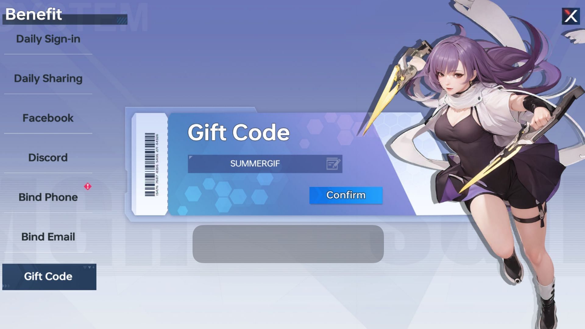 Copy and paste the codes in the box and click Confirm (Image via Neocraft)