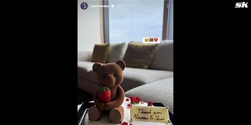 Naomi Osaka's Instagram post featuring the cake she received, which was dedicated to herself and her daughter Shai (Source: Instagram/Naomi Osaka)