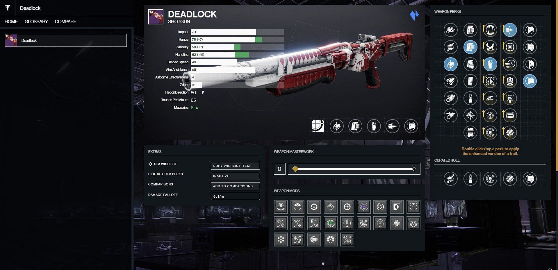 Deadlock PvE god roll (Image via Bungie/D2Gunsmith)