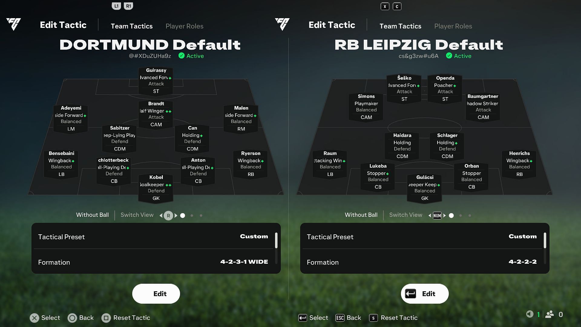 Borussia Dortmund vs RB Leipzig in EA FC 25: preset formation and tactics (Image via EA Sports)