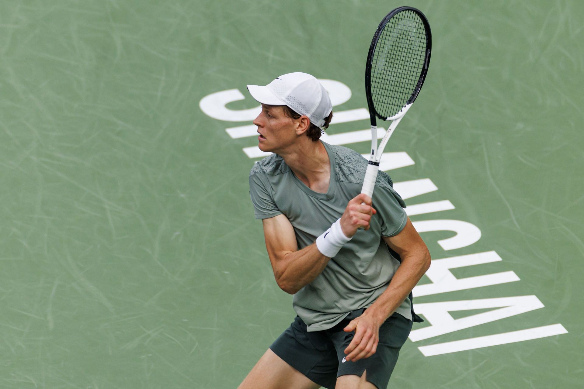 Sinner during his match against Daniil Medvedev at the 2024 Shanghai Role Masters (Image via Getty)