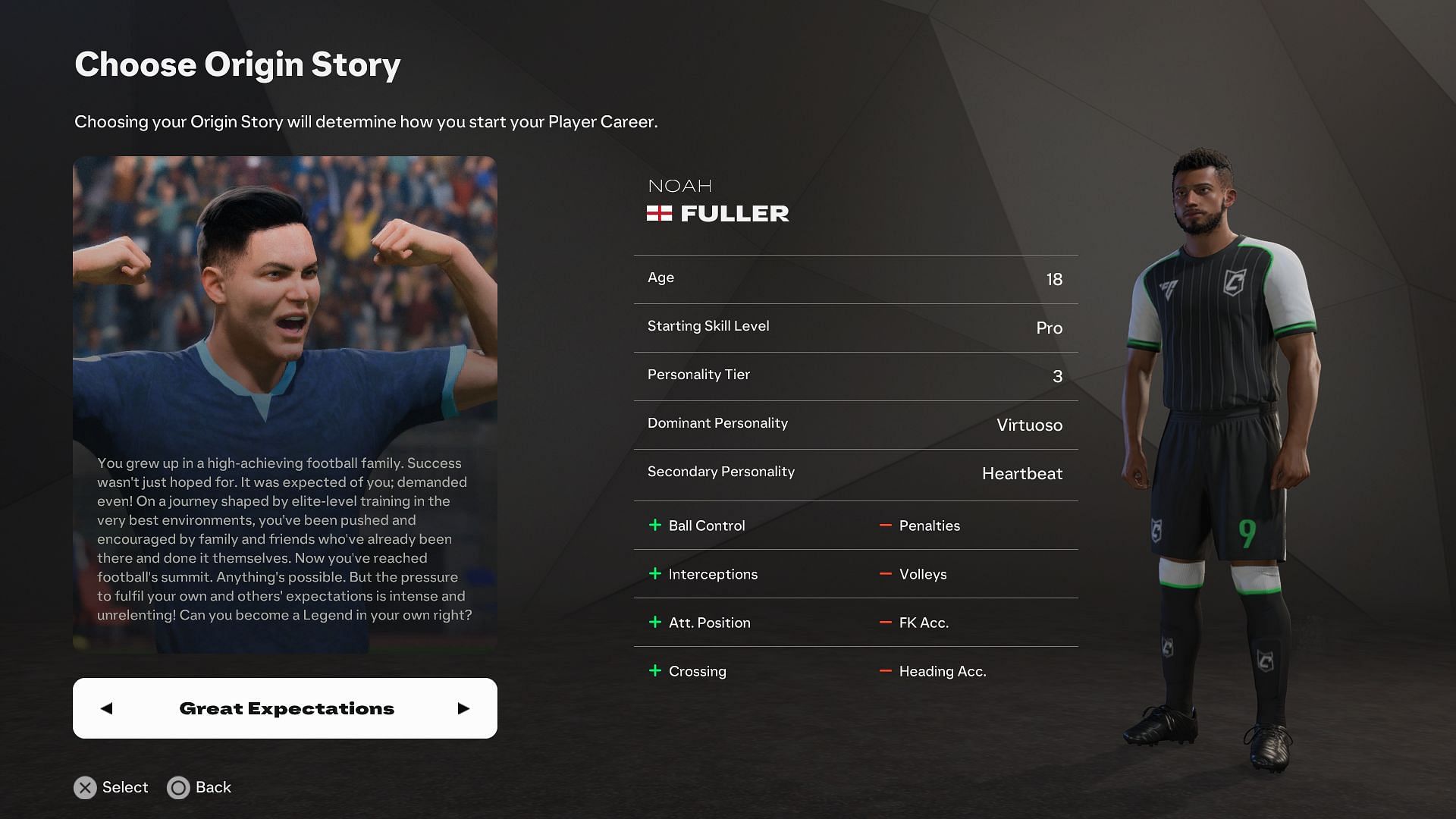 Choosing an Origin Story can influence your Personality Tier (Image via EA Sports)