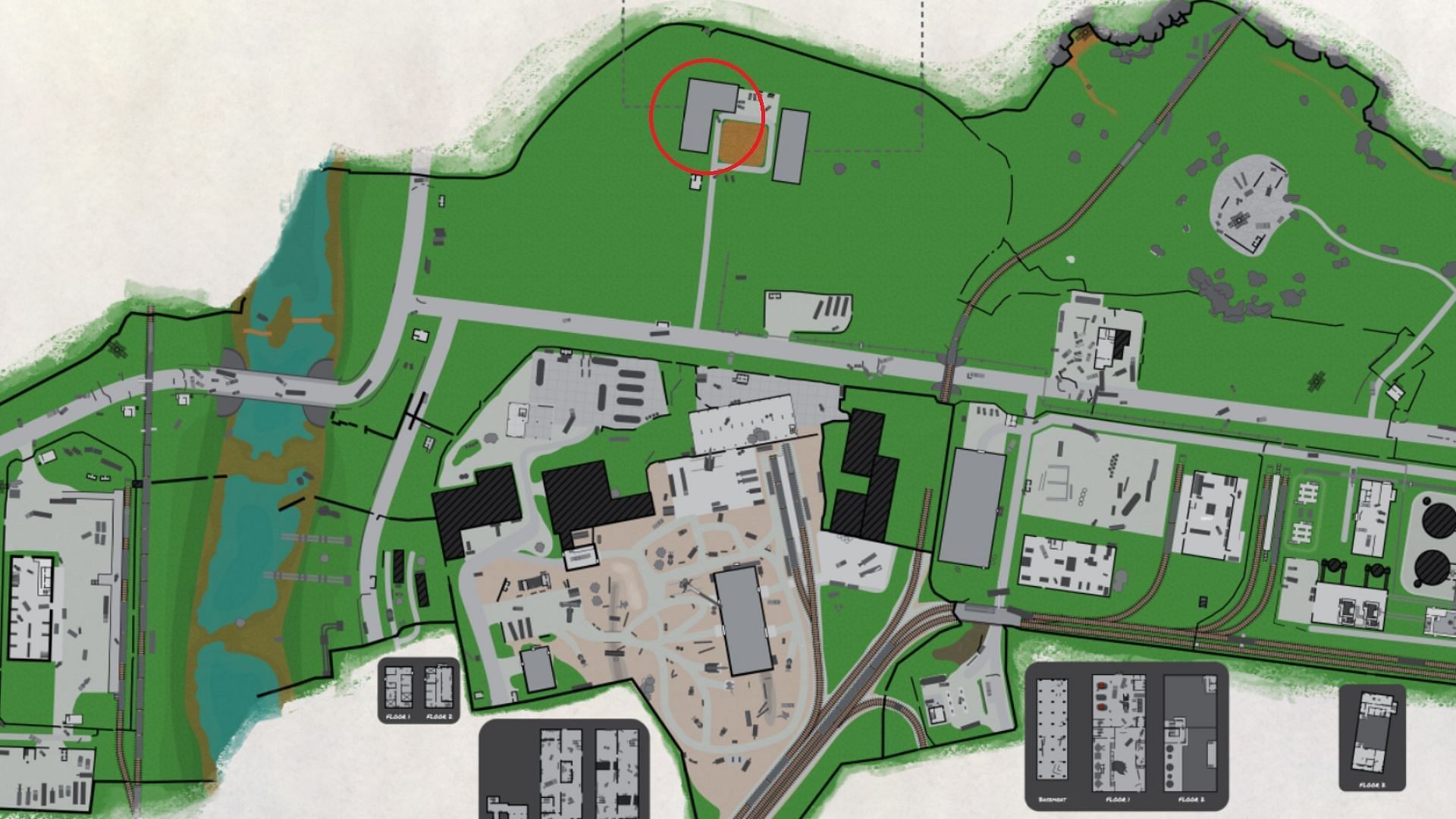 The three-story dorm location on Customs (Image via Map Genie)