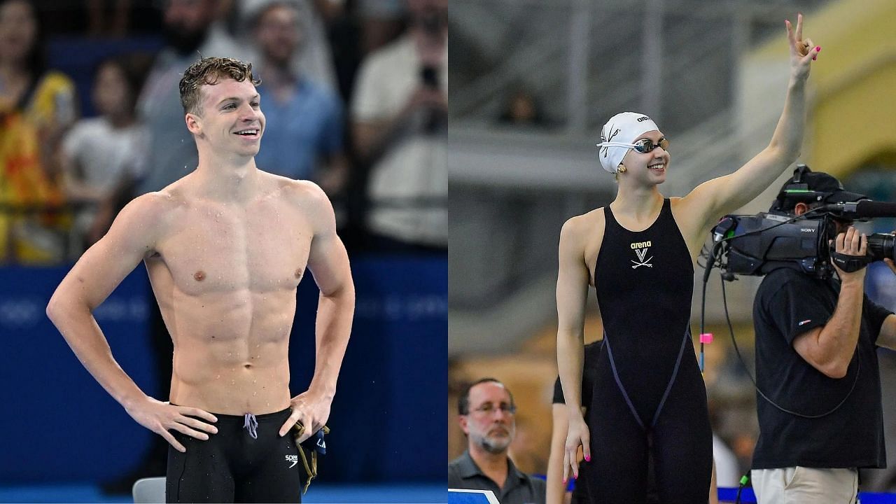 Leon Marchand and Kate Douglass (Images via: Both Getty)