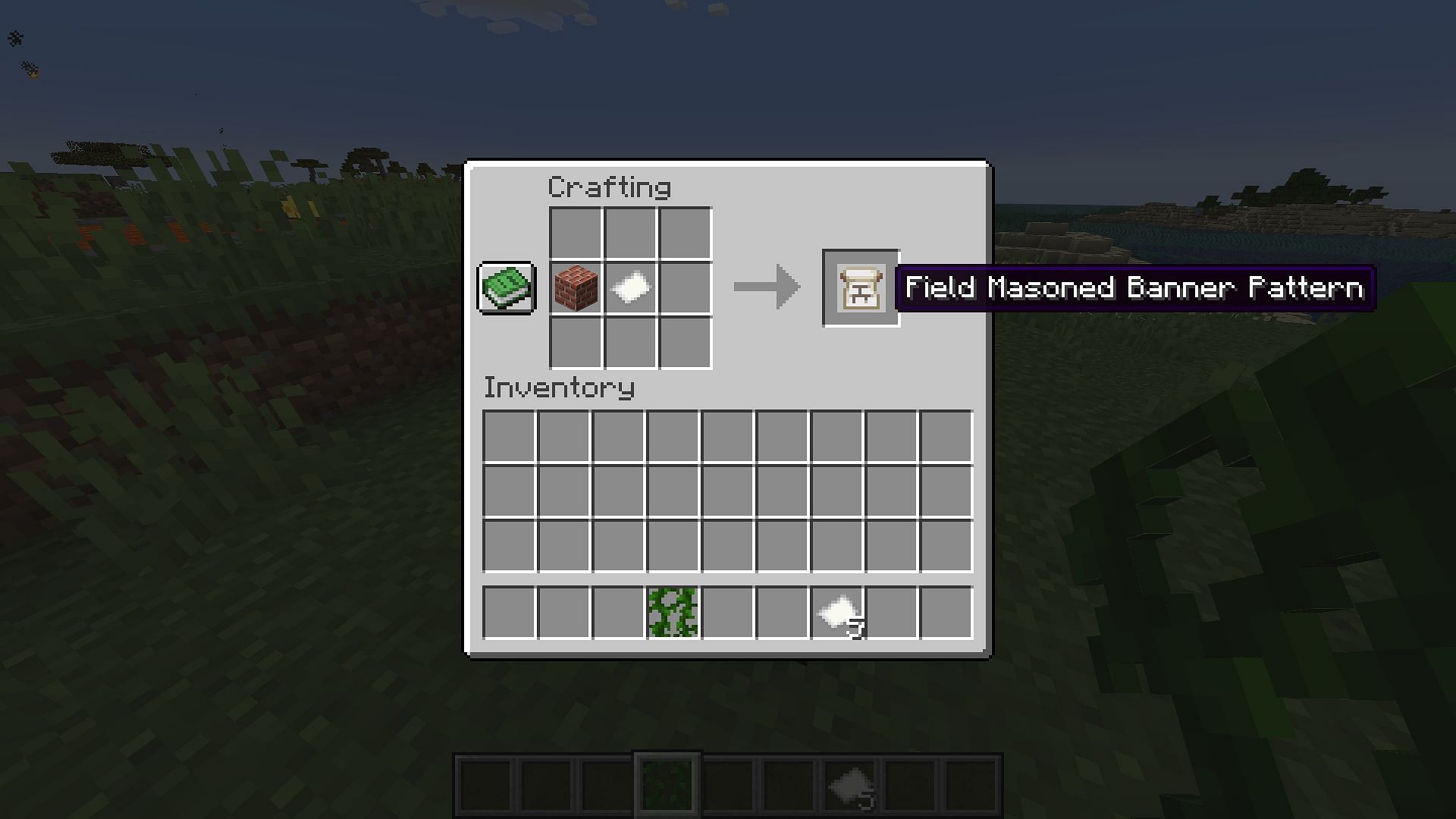 Craft the banner pattern using the recipe mentioned (Image via Mojang Studios)