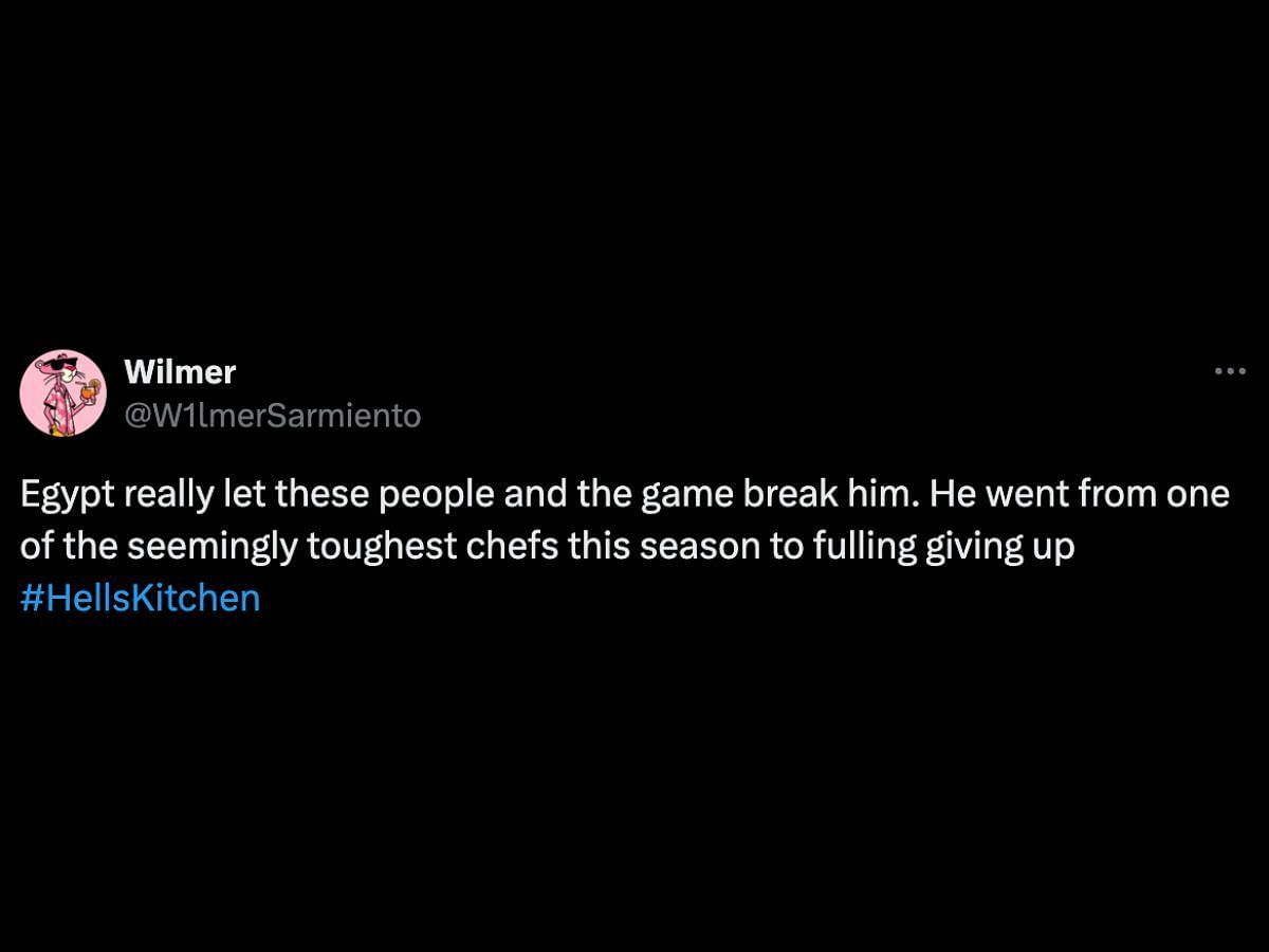 Hell&#039;s Kitchen fans react to Egypt wanting to leave (X/@W1lmerSarmiento)