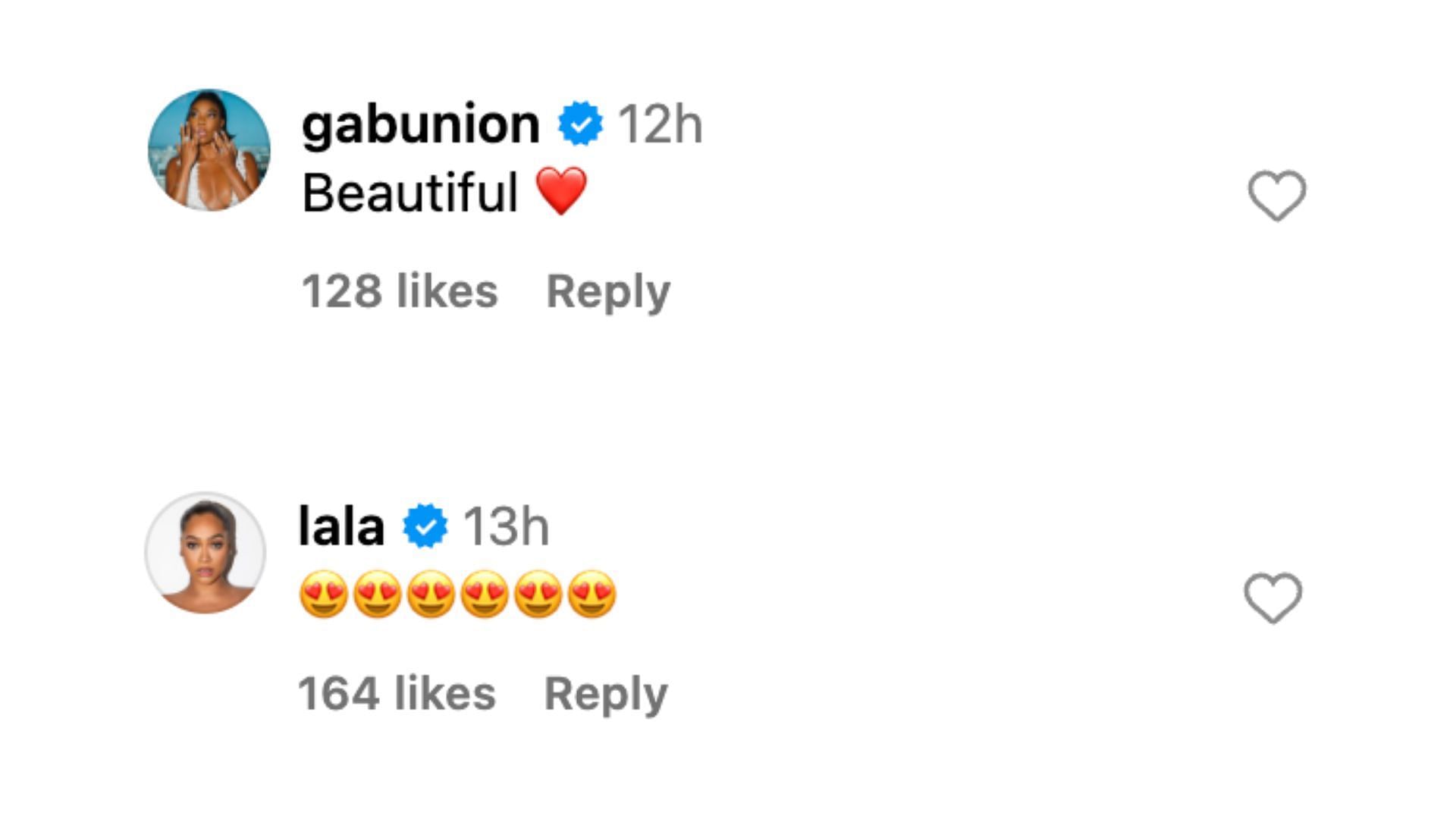 La La Anthony and Gabrielle Union comment on the V. Bryant and her daughter&#039;s stunning look. Photo Credit: Vanessa Bryant&#039;s IG account