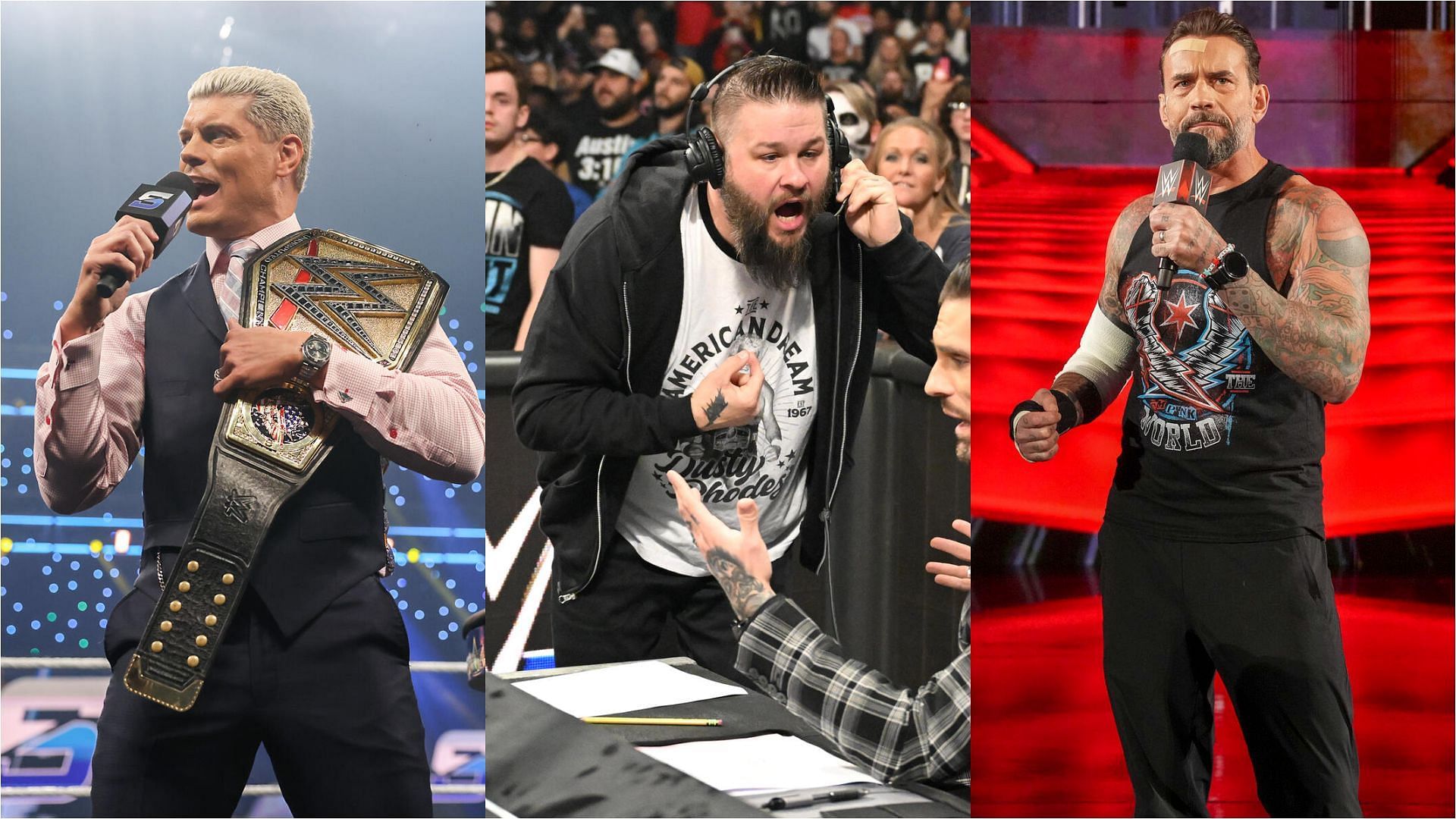 Cody Rhodes (left), Kevin Owens (middle), CM Punk (right) [Images from WWE.com]