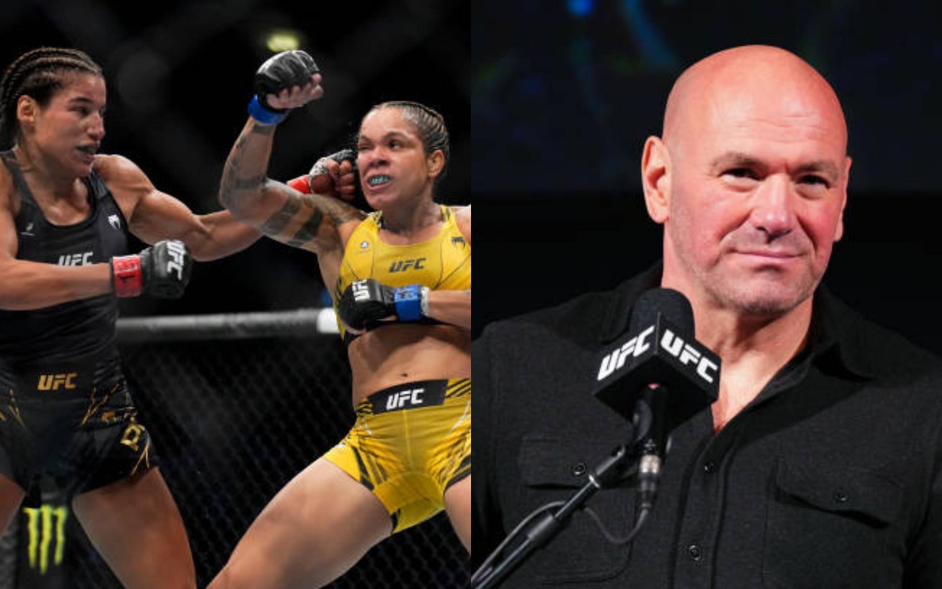 Dana White (right) discusses Amanda Nunes