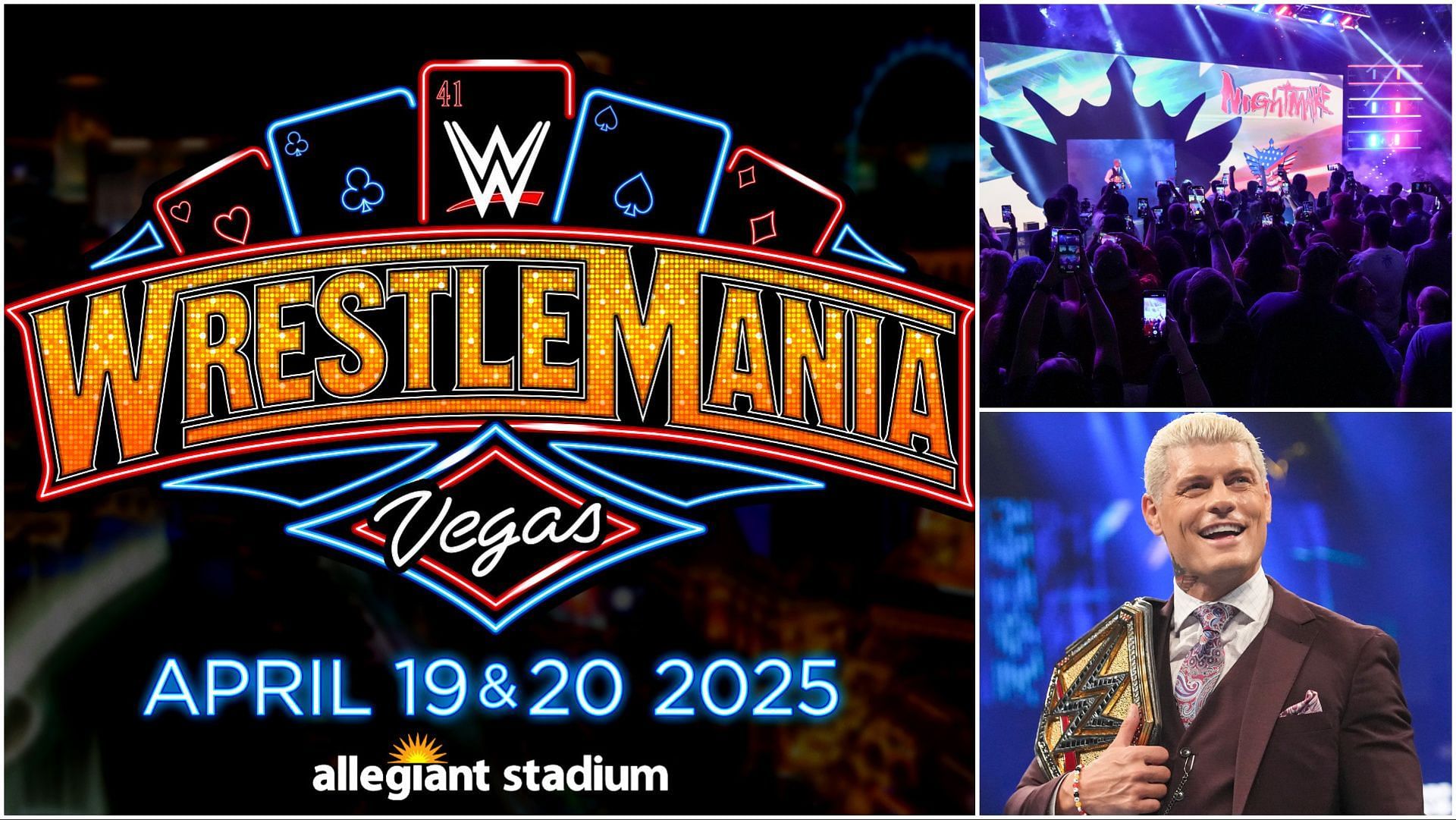 Cody Rhodes and the WWE WrestleMania 41 logo