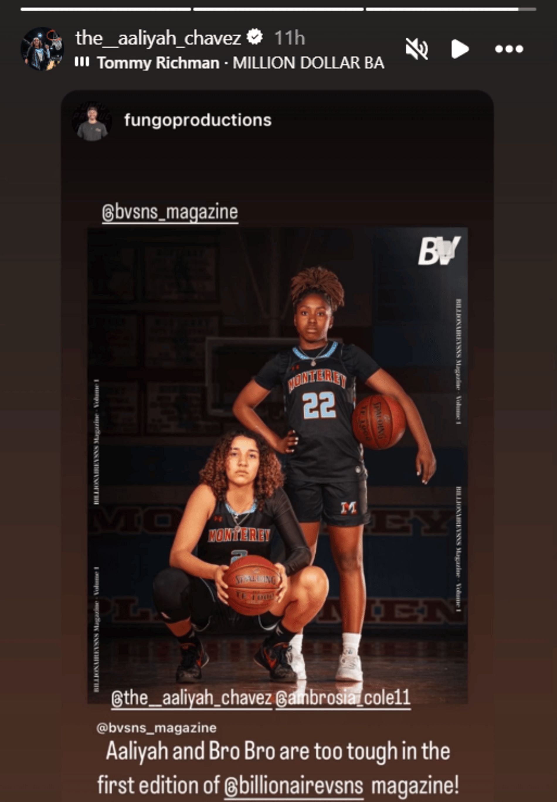 No. 1 ranked prospect Aaliyah Chavez and teammate Ambrosia Cole during a magazine photoshoot (source: Instagram/@the__aaliyah_chavez)