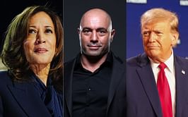 Joe Rogan says Kamala Harris "might still" appear on JRE podcast, Donald Trump speculates outcome: "She would be laying on the floor comatose"