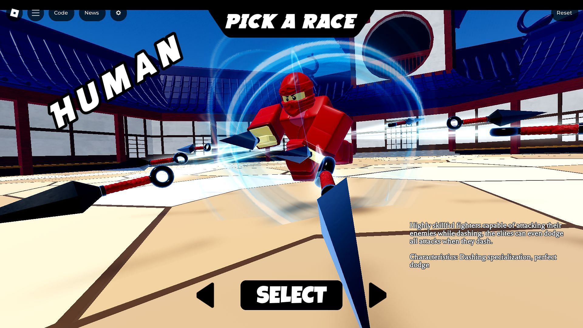 The Race selection screen (Image via Roblox)