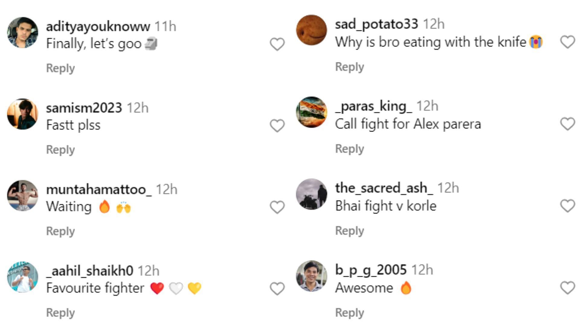 Fan Reactions to Jubli&#039;s Instagram post. [Screenshot Courtesy: @kingoflions_ on Instagram]