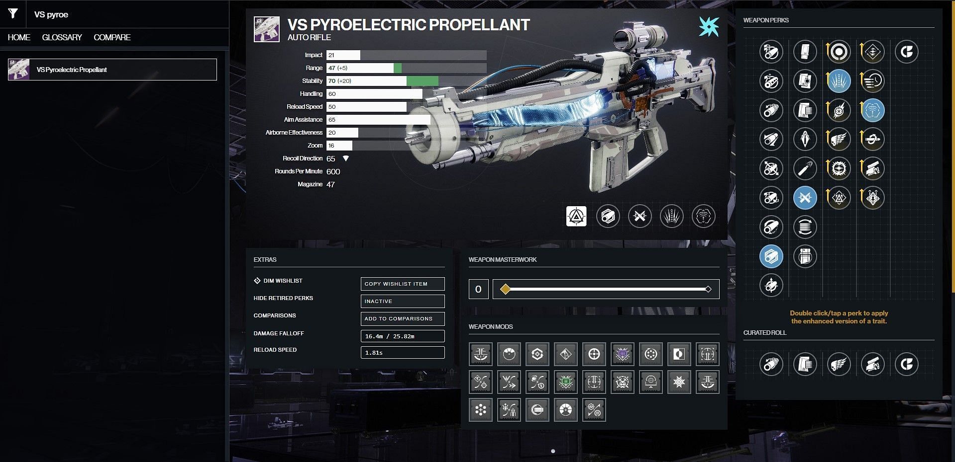 Pyroelectric Propellant PvP god roll in Destiny 2 (Image via Bungie/D2Gunsmith)