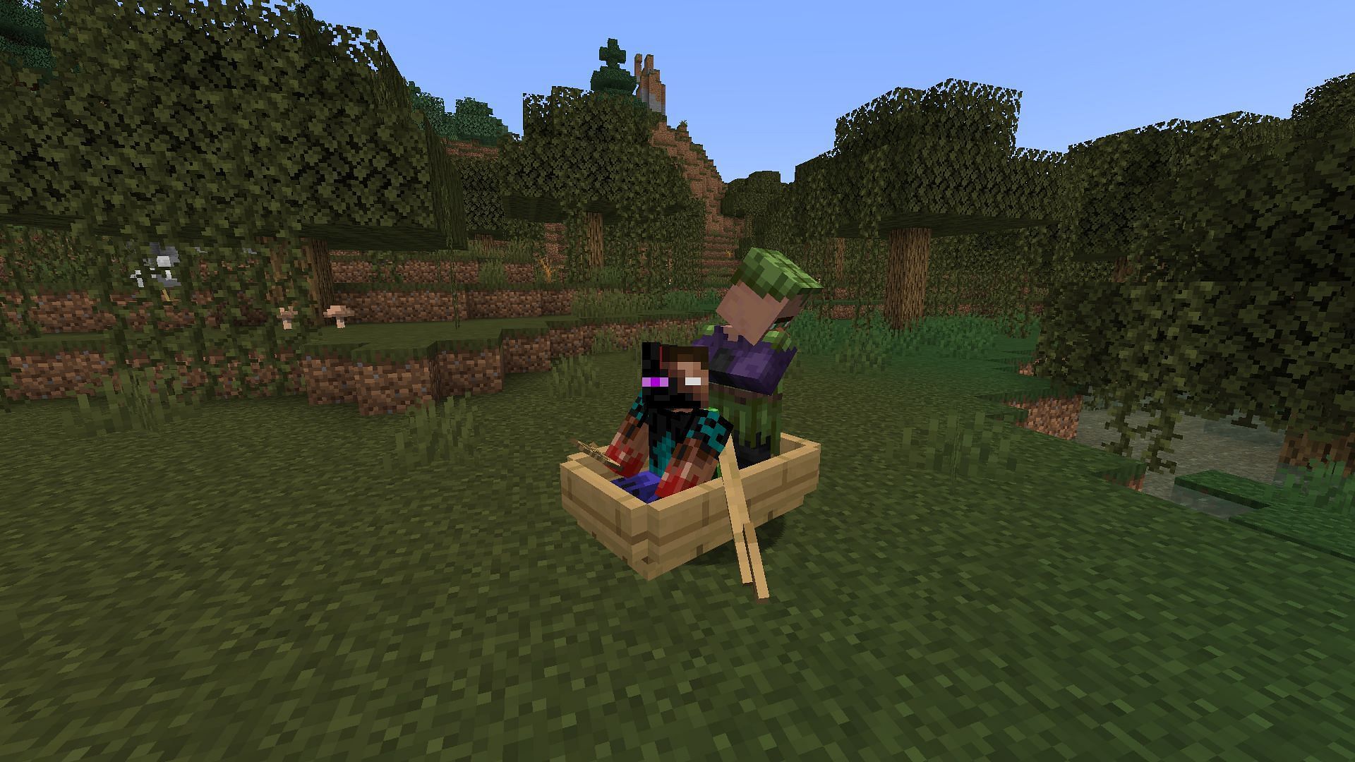 Transferring villagers in boats is also a simple method (Image via Mojang Studios)