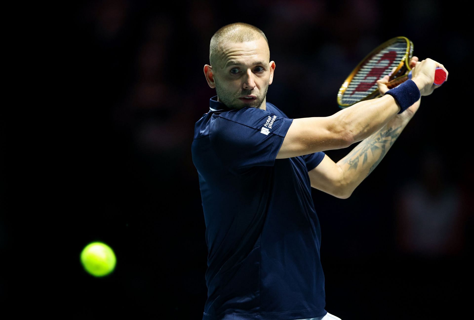 Dan Evans in action at the 2024 Davis Cup Finals (Picture: Getty)