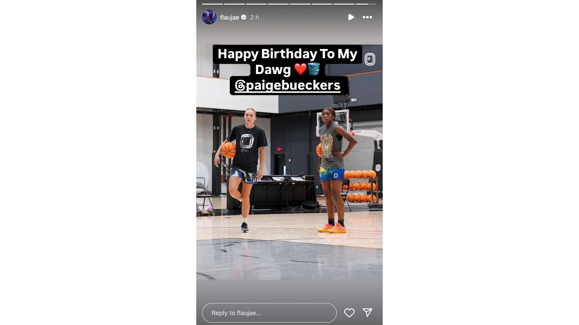 Flau&#039;jae Johnson&#039;s birthday wishes for Paige Bueckers (Credits: Instagram/@flaujae)