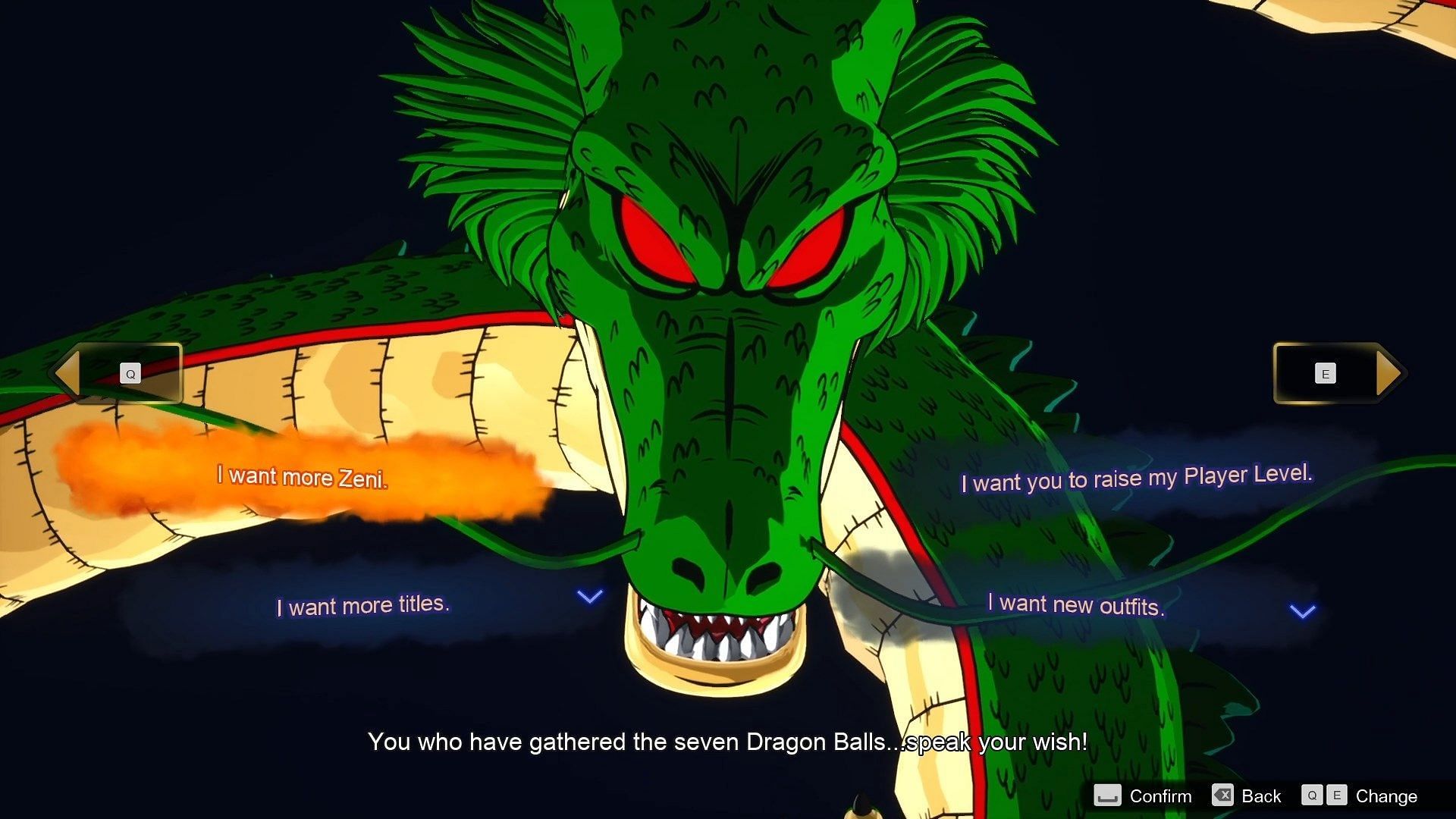 Summoning Shenron grants you one wish (Image via Bandai Namco)