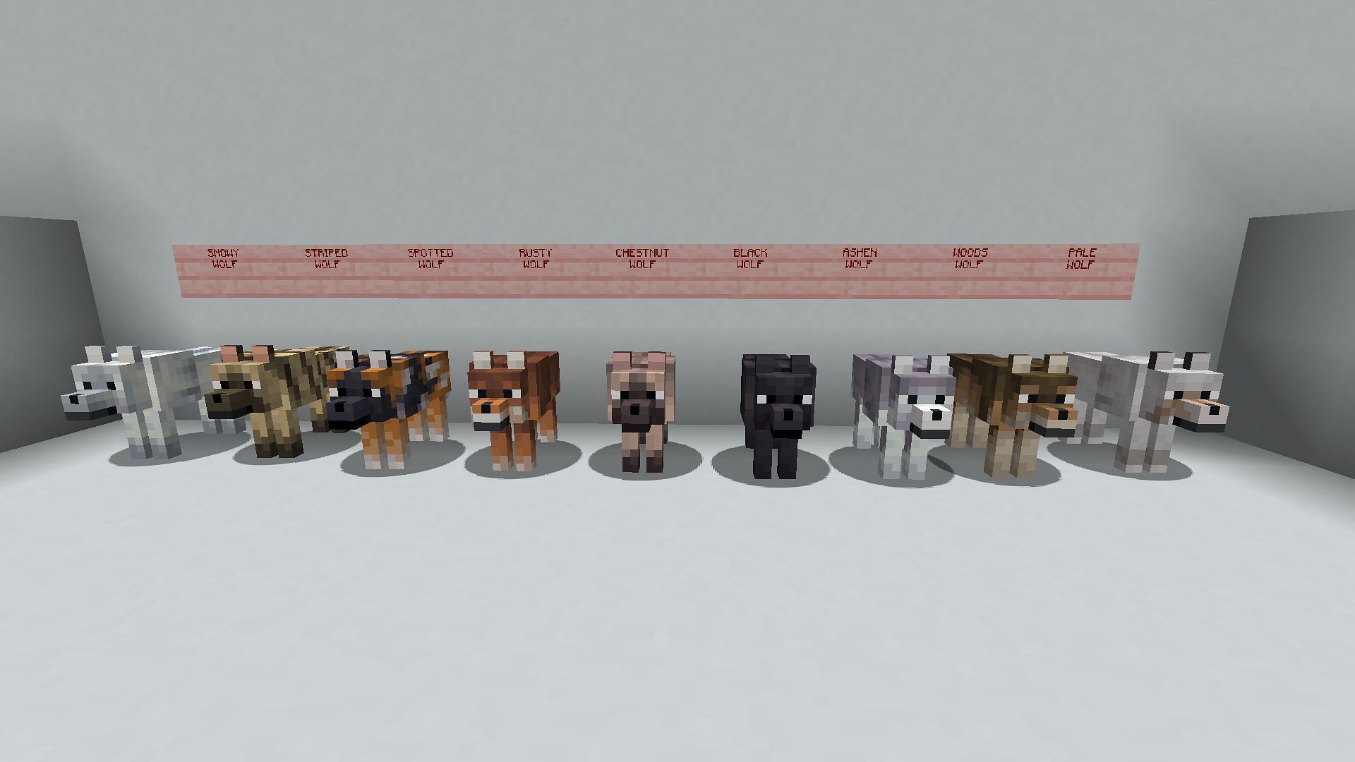 Different variants of wolf in Minecraft (Image via Mojang)