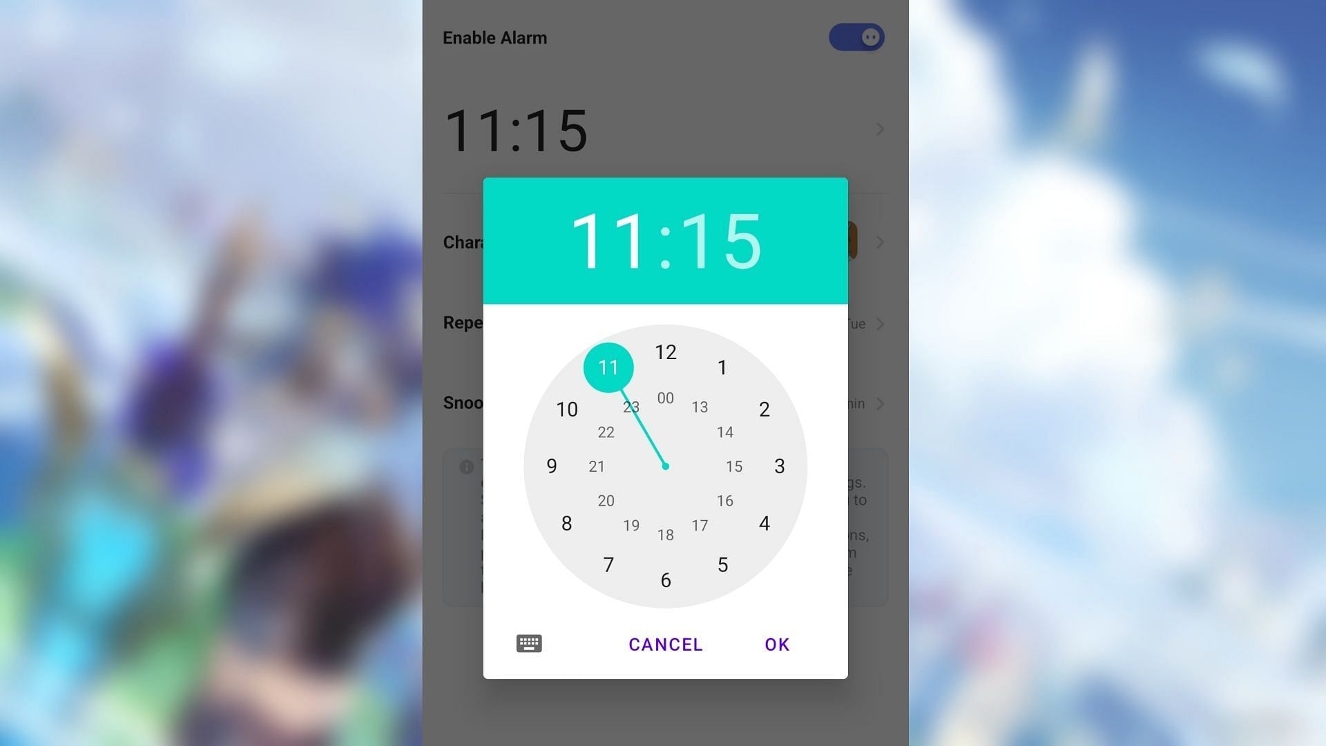 Establece la hora y activa la alarma (Imagen vía HoYoverse)