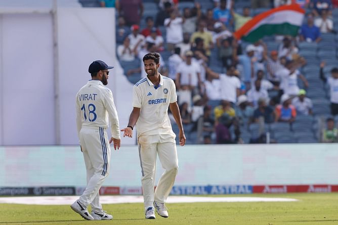 [Watch] Washington Sundar removes Daryl Mitchell to claim his 10th wicket of the match during IND vs NZ second Test 2024