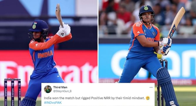 "Rigged positive NRR by their timid mindset" - Fans react as India beat Pakistan by 6 wickets in 2024 Women’s T20 World Cup
