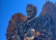 The Knife Angel (Image via YouTube/@QuestionArcade)