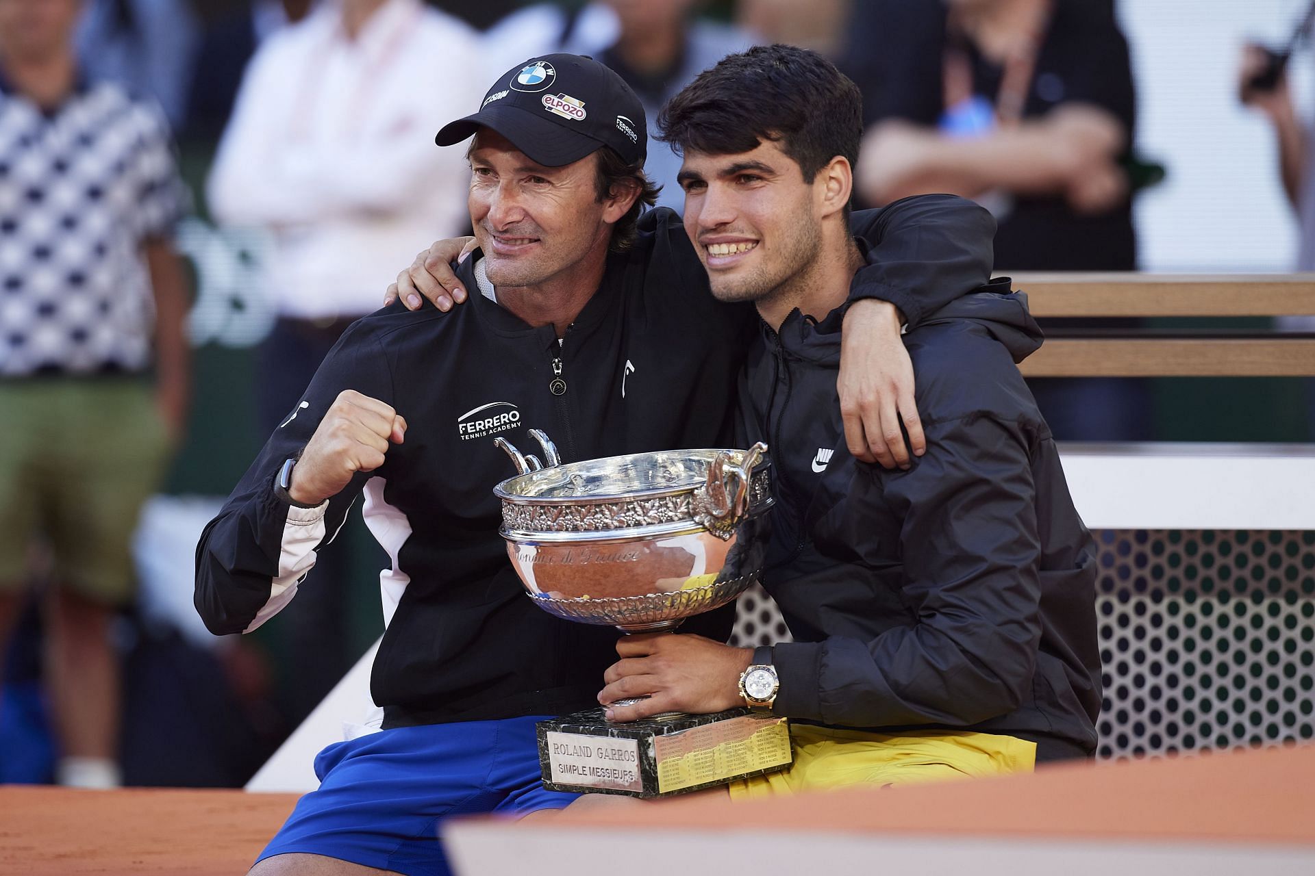 Juan Carlos Ferrero and Carlos Alcaraz during the 2024 French Open (Image source: Getty)