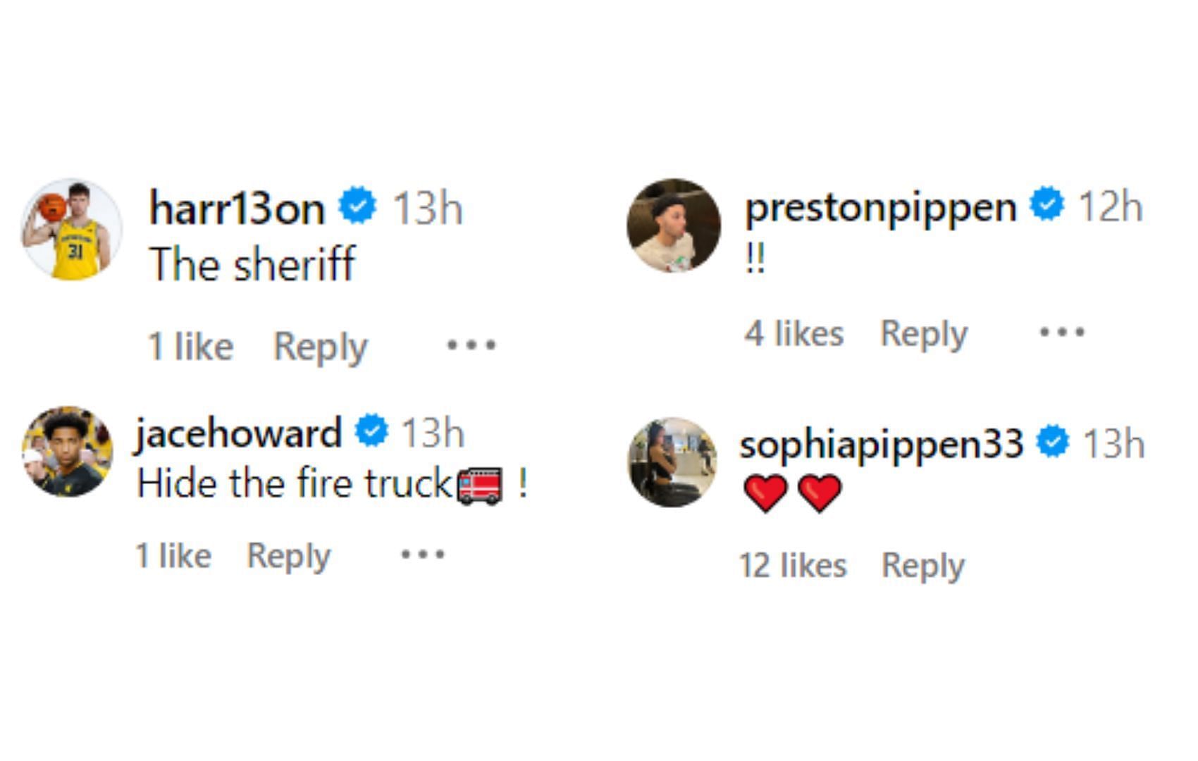 Family and teammates comment on Pippen's IG post