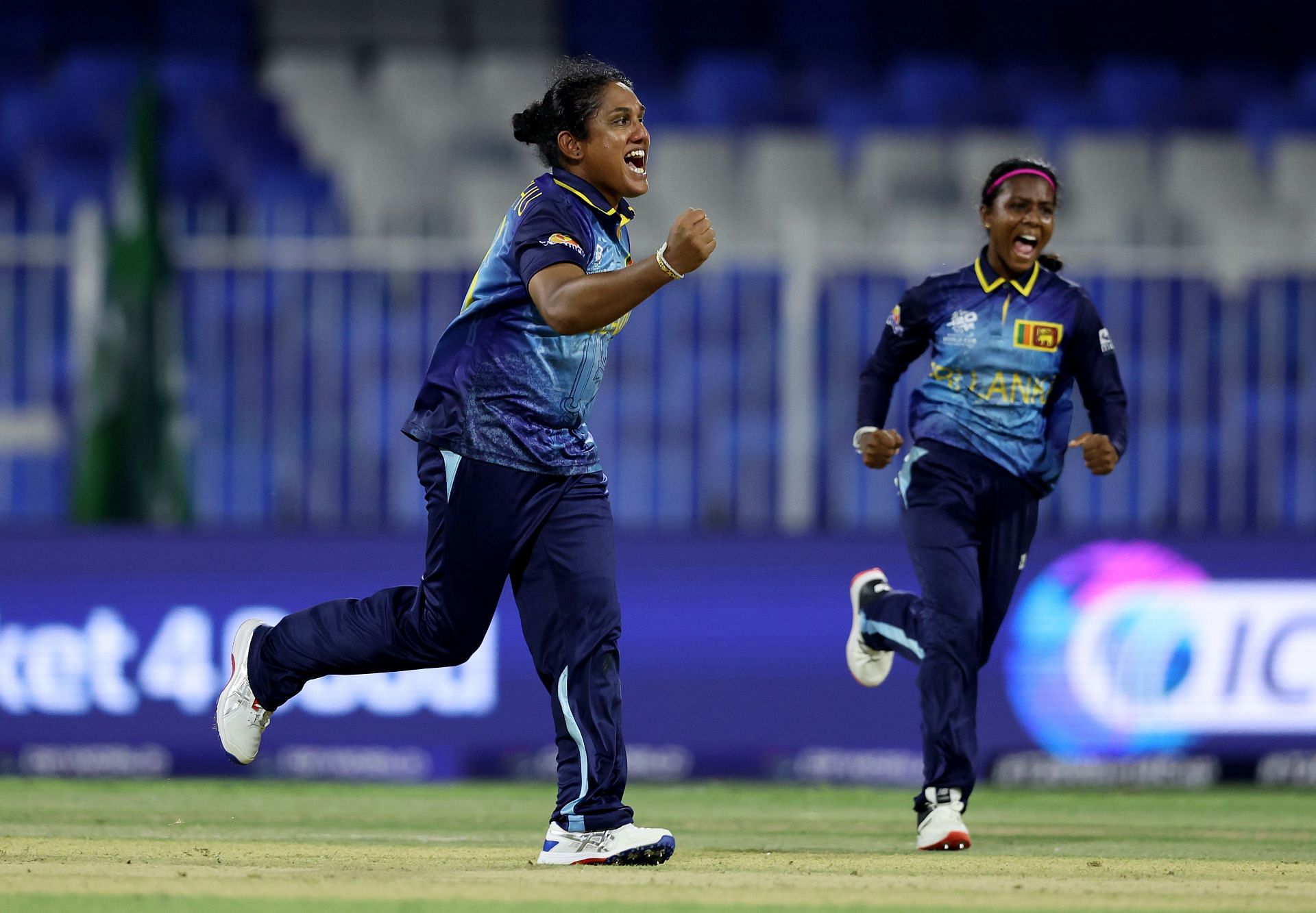 Chamari Athapaththu celebrating a wicket in the previous match against Pakistan.