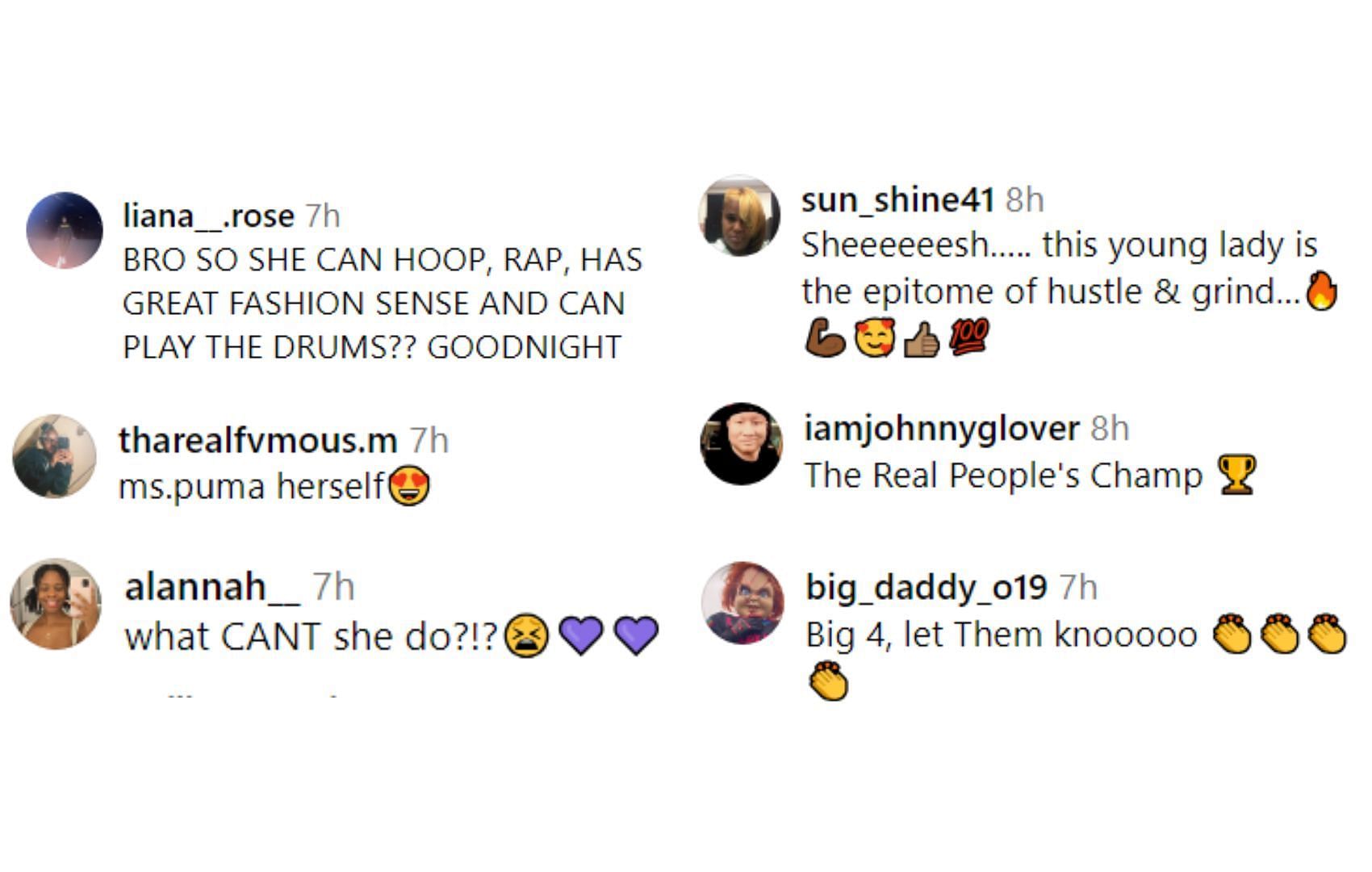 Fans&#039; comments on Puma&#039;s collaboration with Flau&#039;jae Johnson (via Flau&#039;jae&#039;s IG)