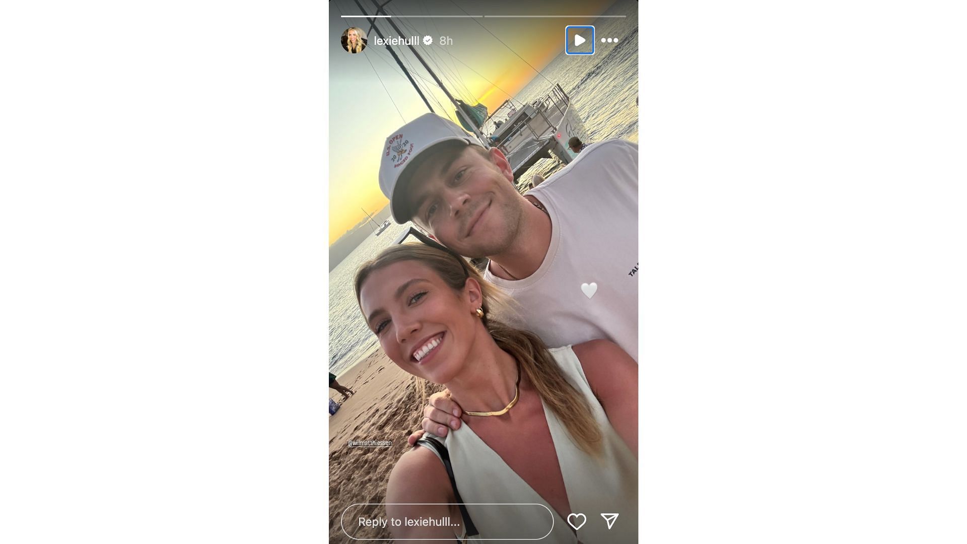 Hull shares a photo on the beach alongside boyfriend Will Matthiessen. Photo Credit: Lexie Hull&#039;s IG account