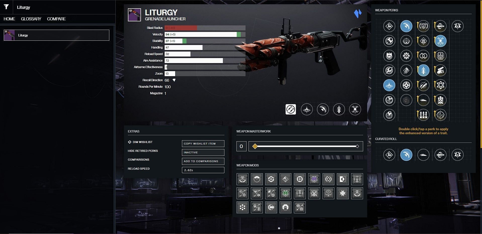 Liturgy PvP god roll (Image via Bungie/D2 Gunsmith)