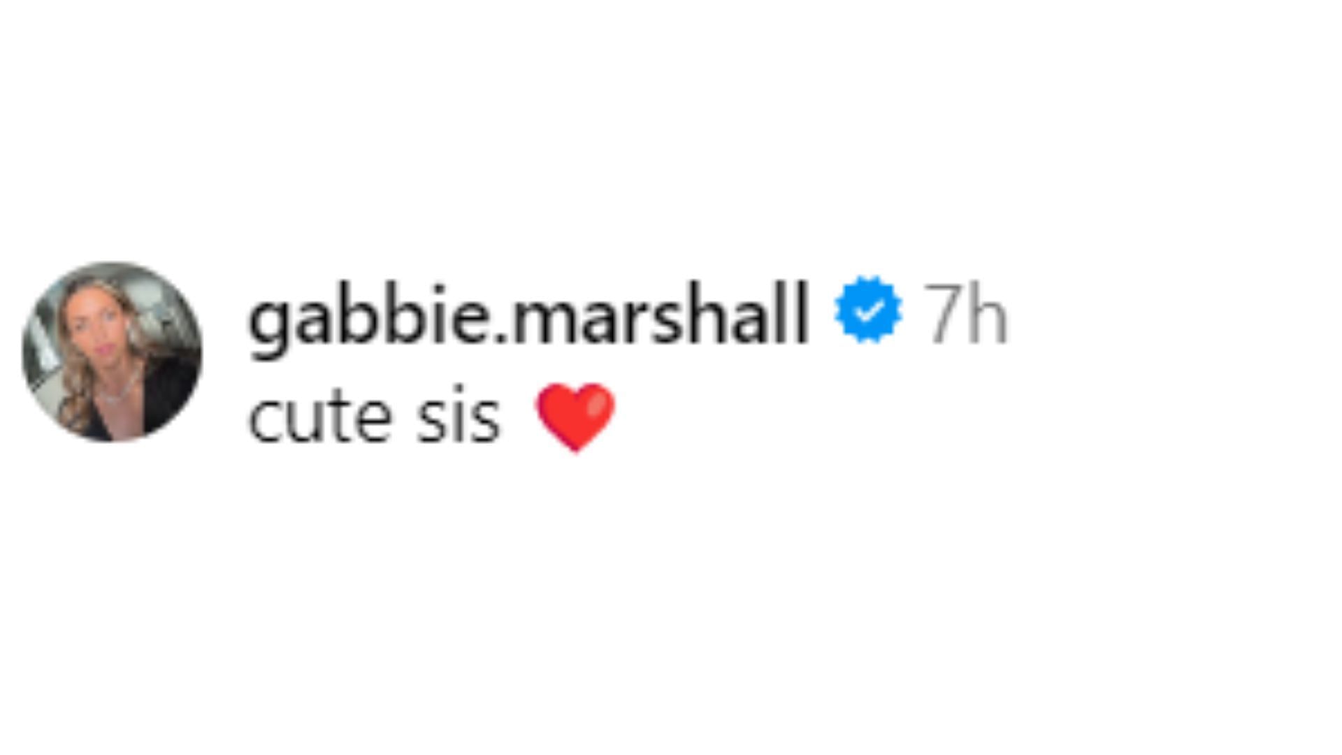 Gabbie Marshall&#039;s comment on Jada Gyamfi (image Source: @jadagyamfi/Instagram)