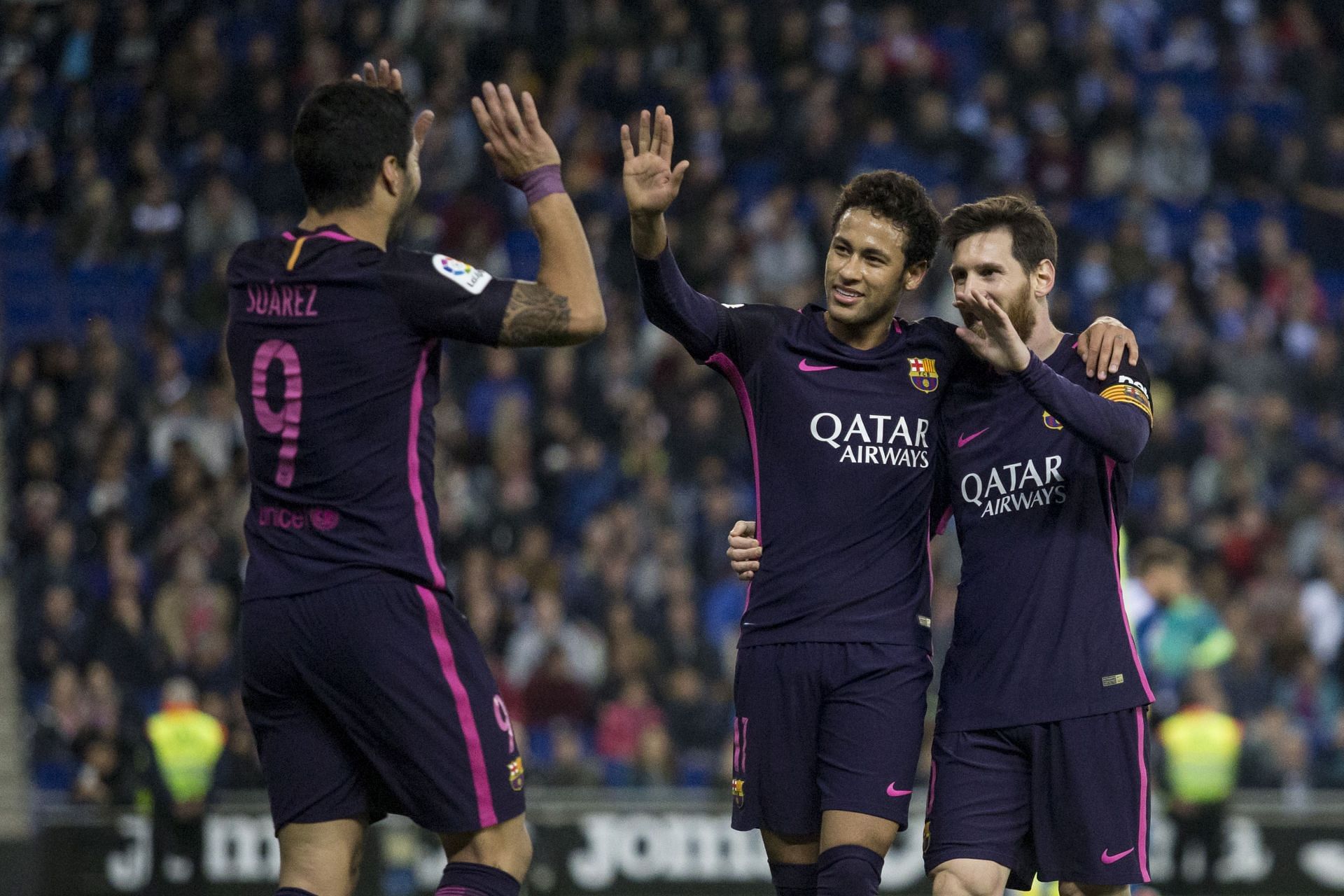 Lionel Messi, Neymar and Luis Suarez at Barcelona - Source: Getty