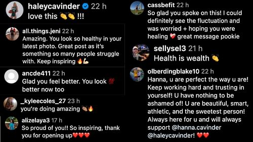 Fan reactions to Hanna Cavinder (Credits: Instagram/@cavindertwins)