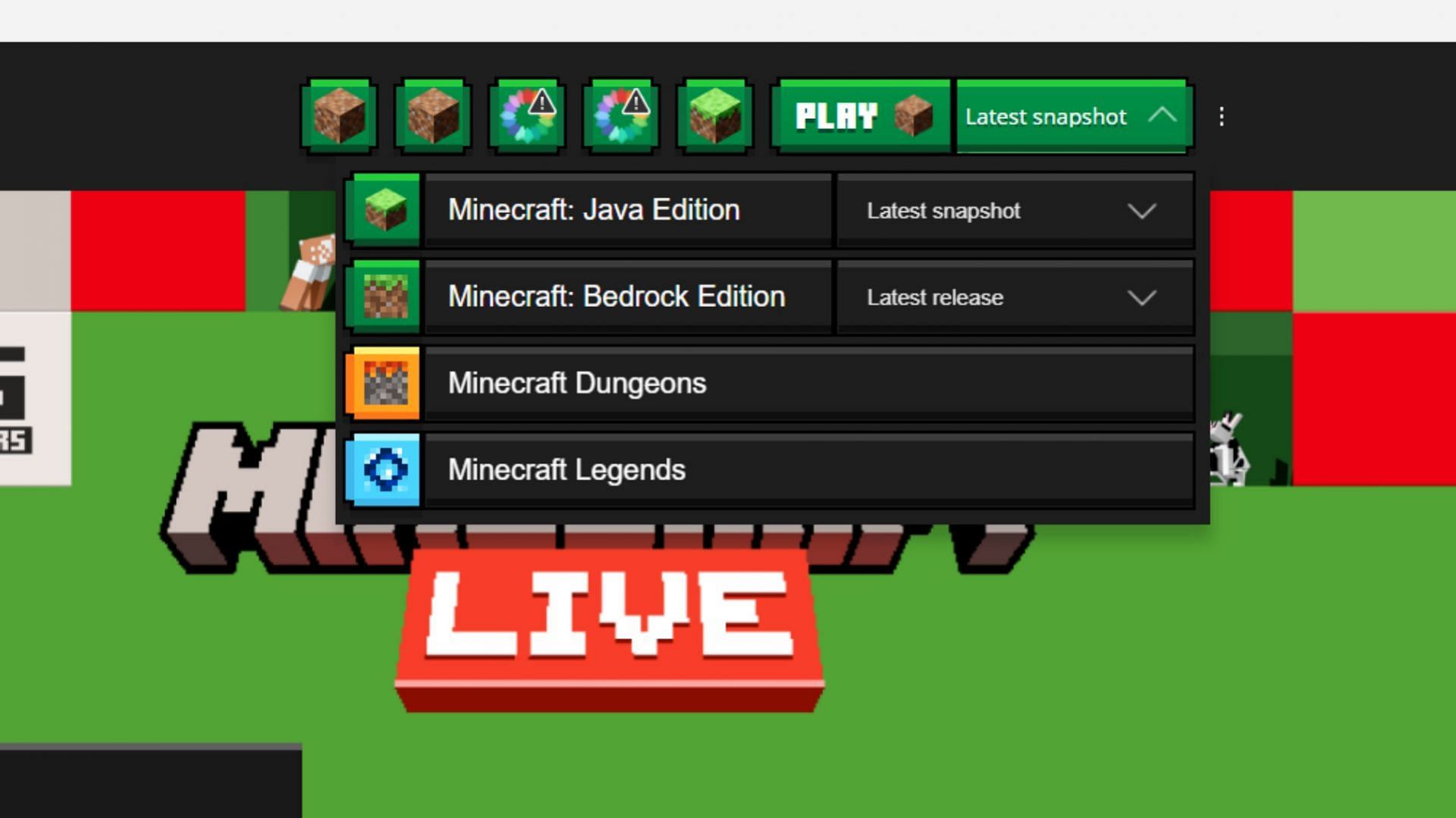 The home page also receives a visual overhaul (Image via Mojang Studios)