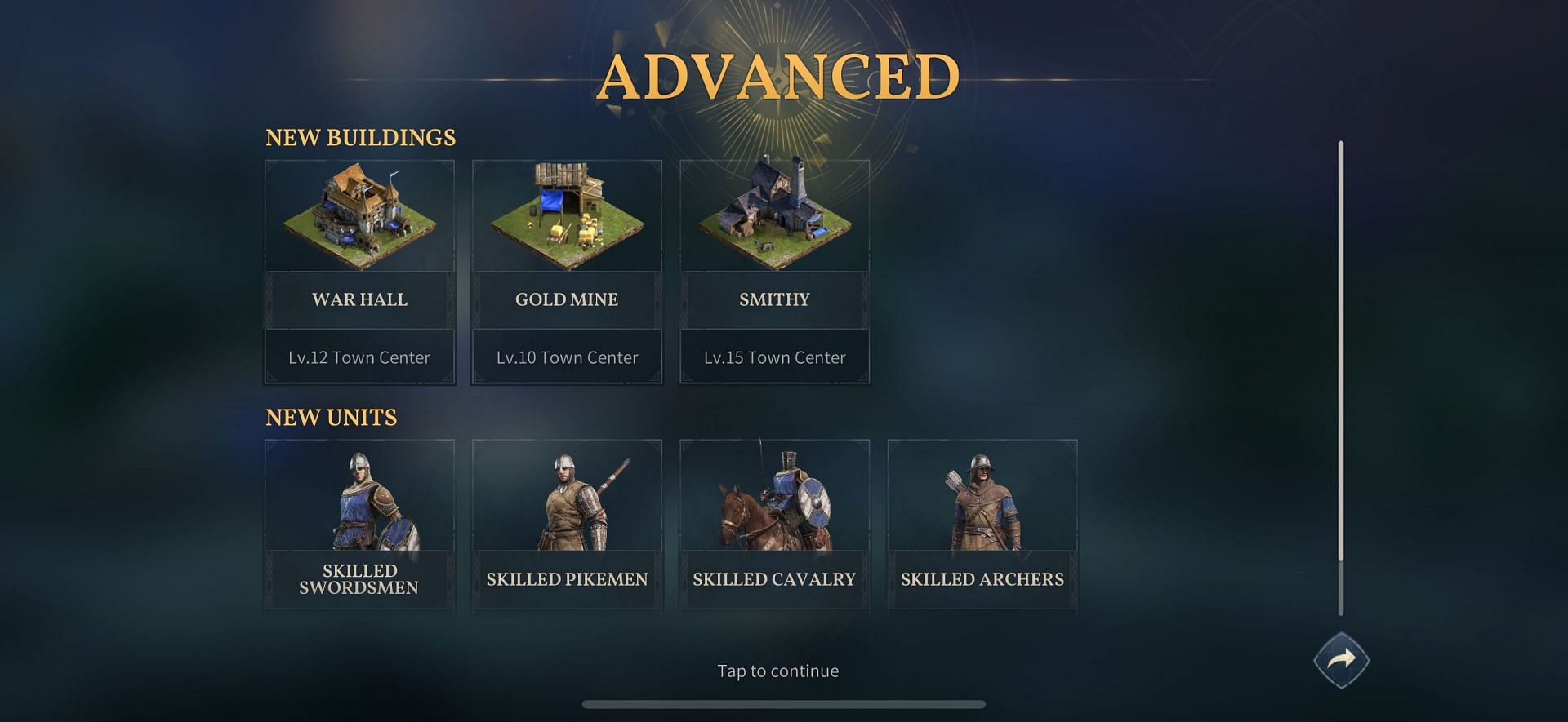 Advance to unlock units and buildings (Image via Level Infinite)