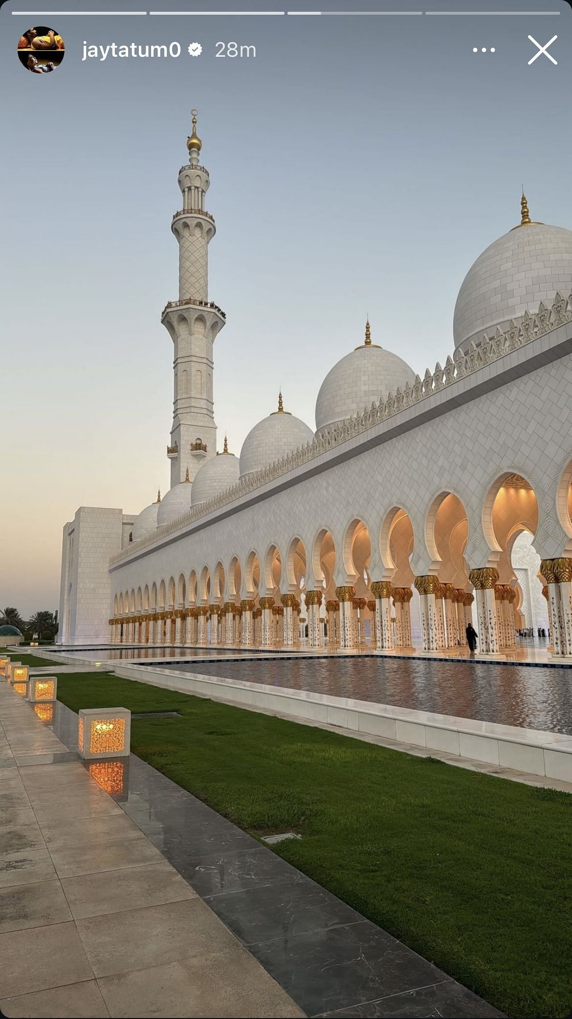 Jayson Tatum shared a snap of Abu Dhabi on his Instagram stories