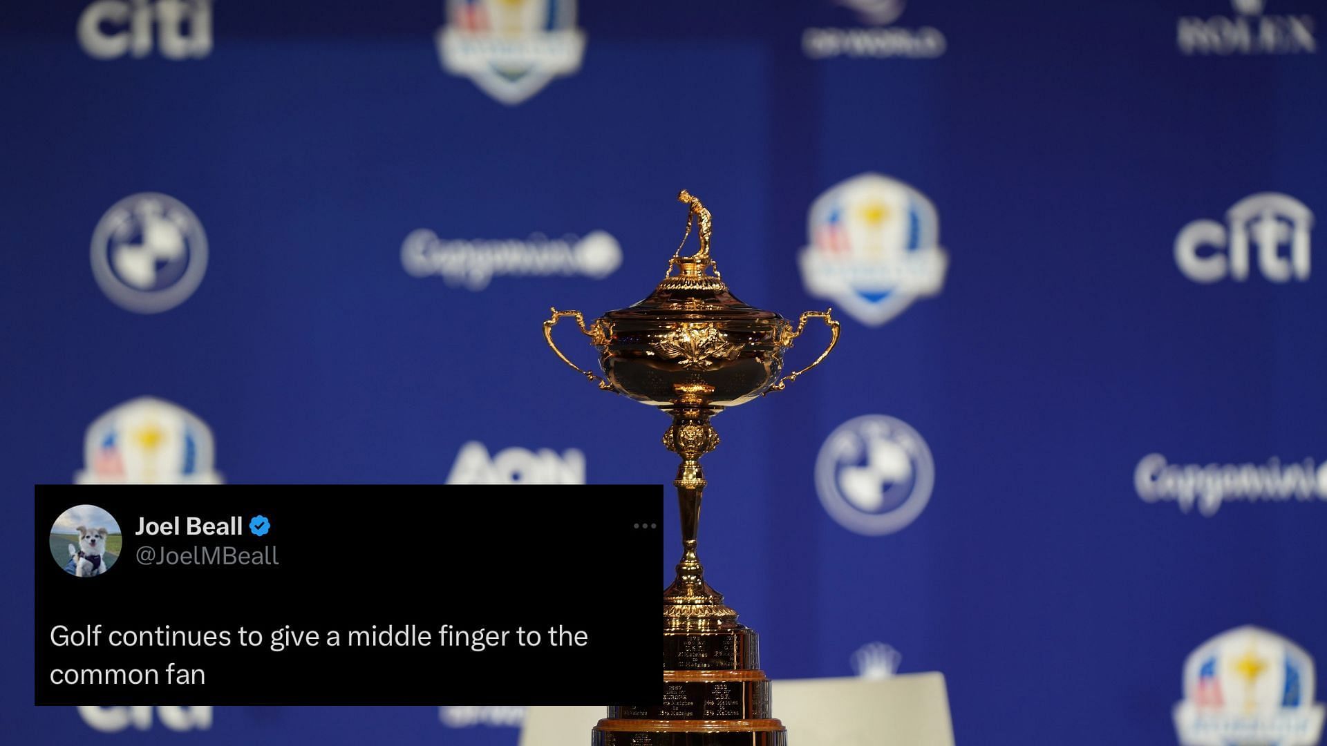 Fans slam PGA of America for insane Ryder Cup ticket price. Image via Imagn and Twitter@joelmbeal