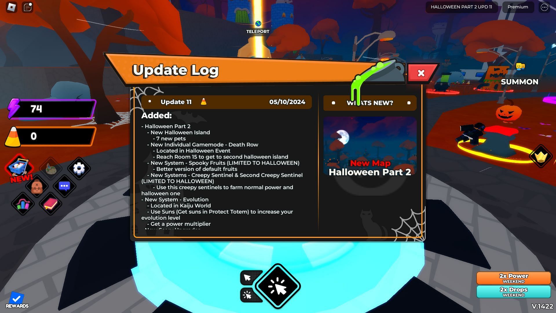 In-game update log (Image via Roblox)