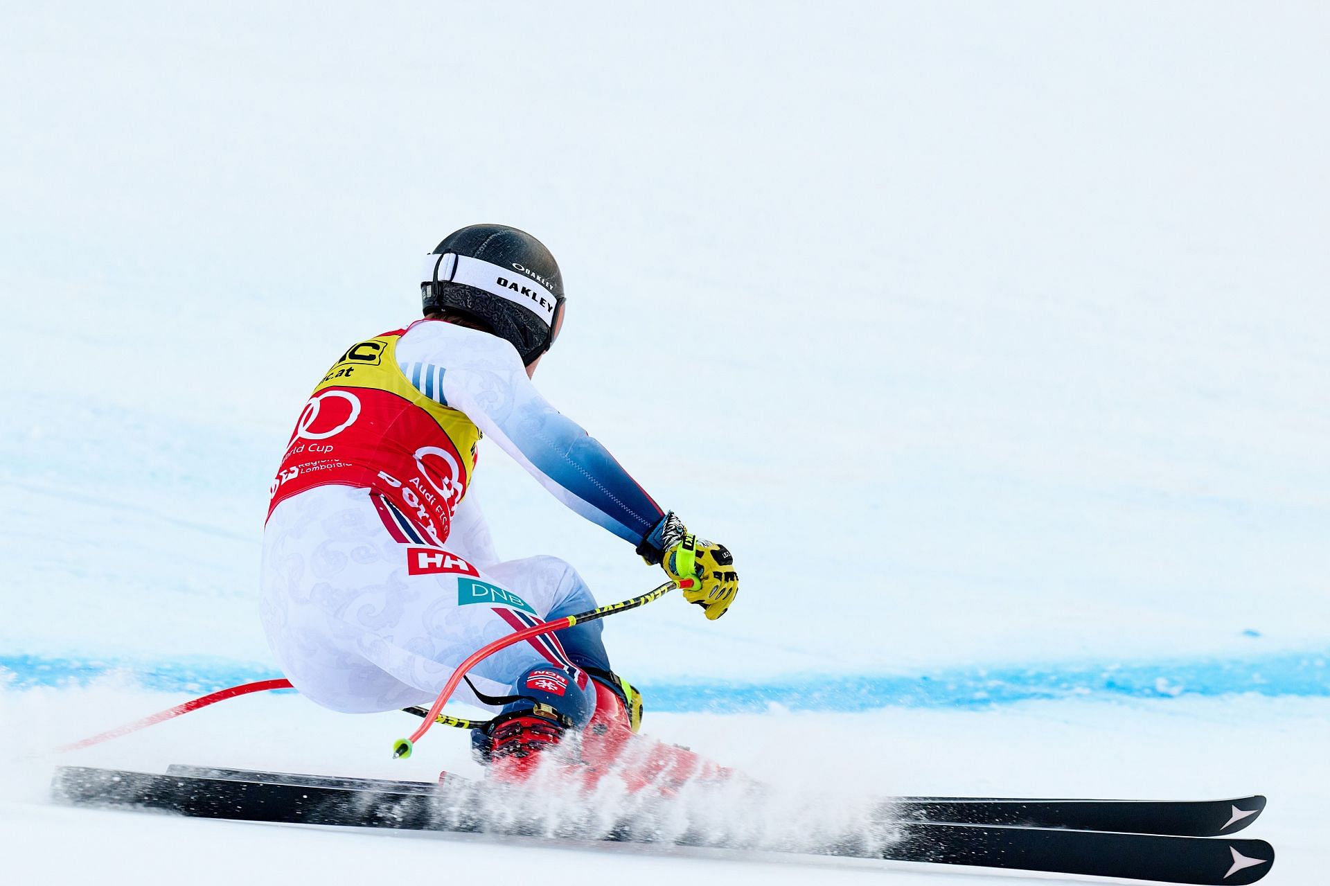 Aleksander Kilde during his downhill practice at the 2023 Audi FIS Alpine Ski World Cup (Image via: Getty Images)