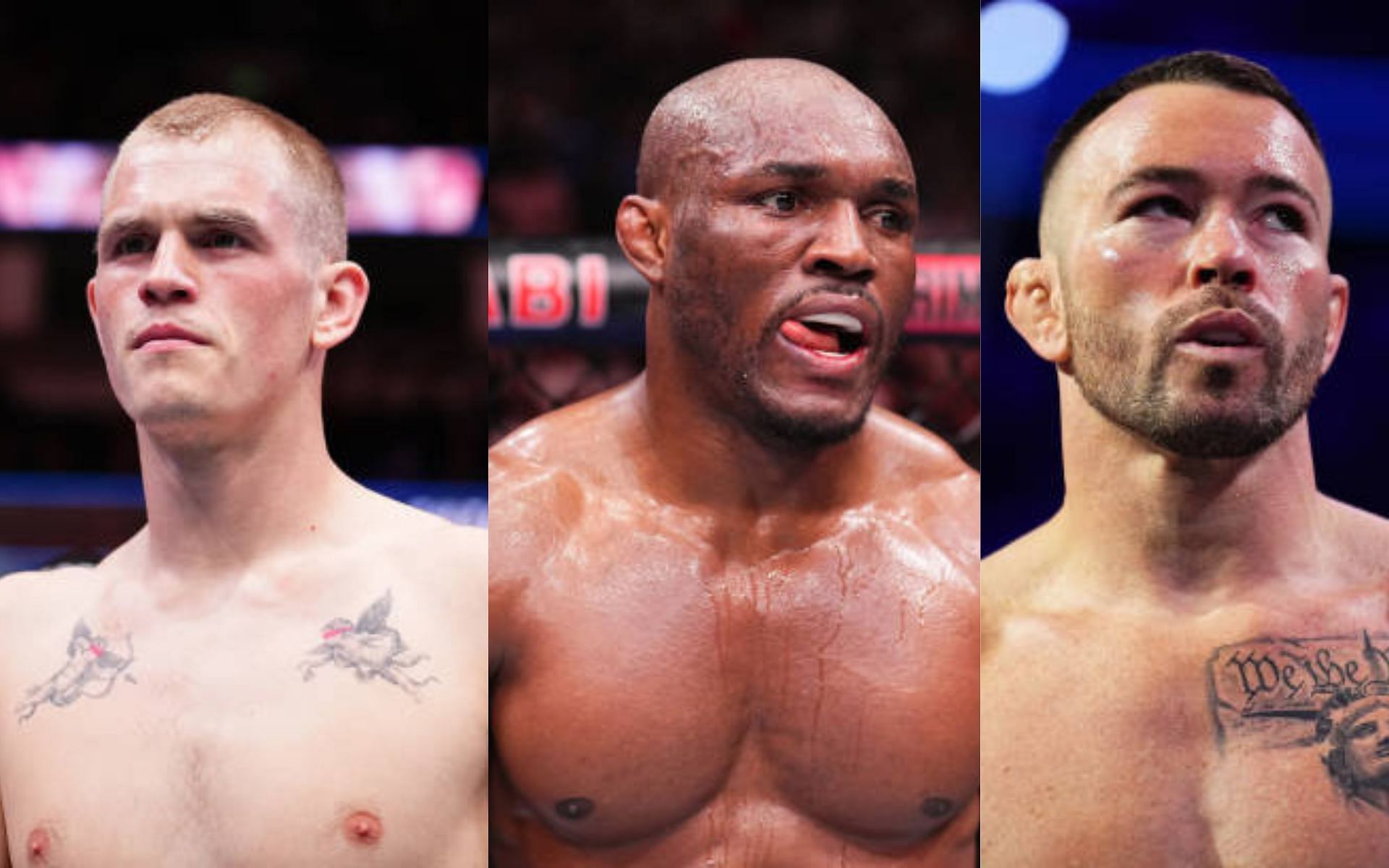 Ian Garry (left) compares Kamaru Usman (center) to Colby Covington (right) [Image credits: Getty Images]