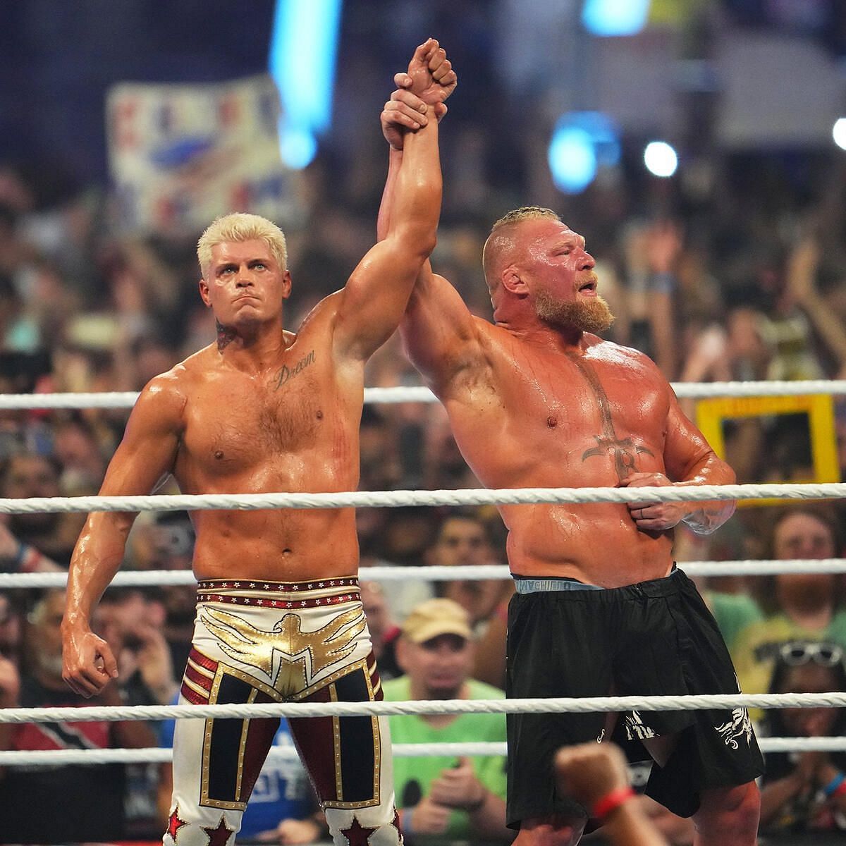 Cody Rhodes and Brock Lesnar during their SummerSlam match in 2023. (Image credits: WWE.com)