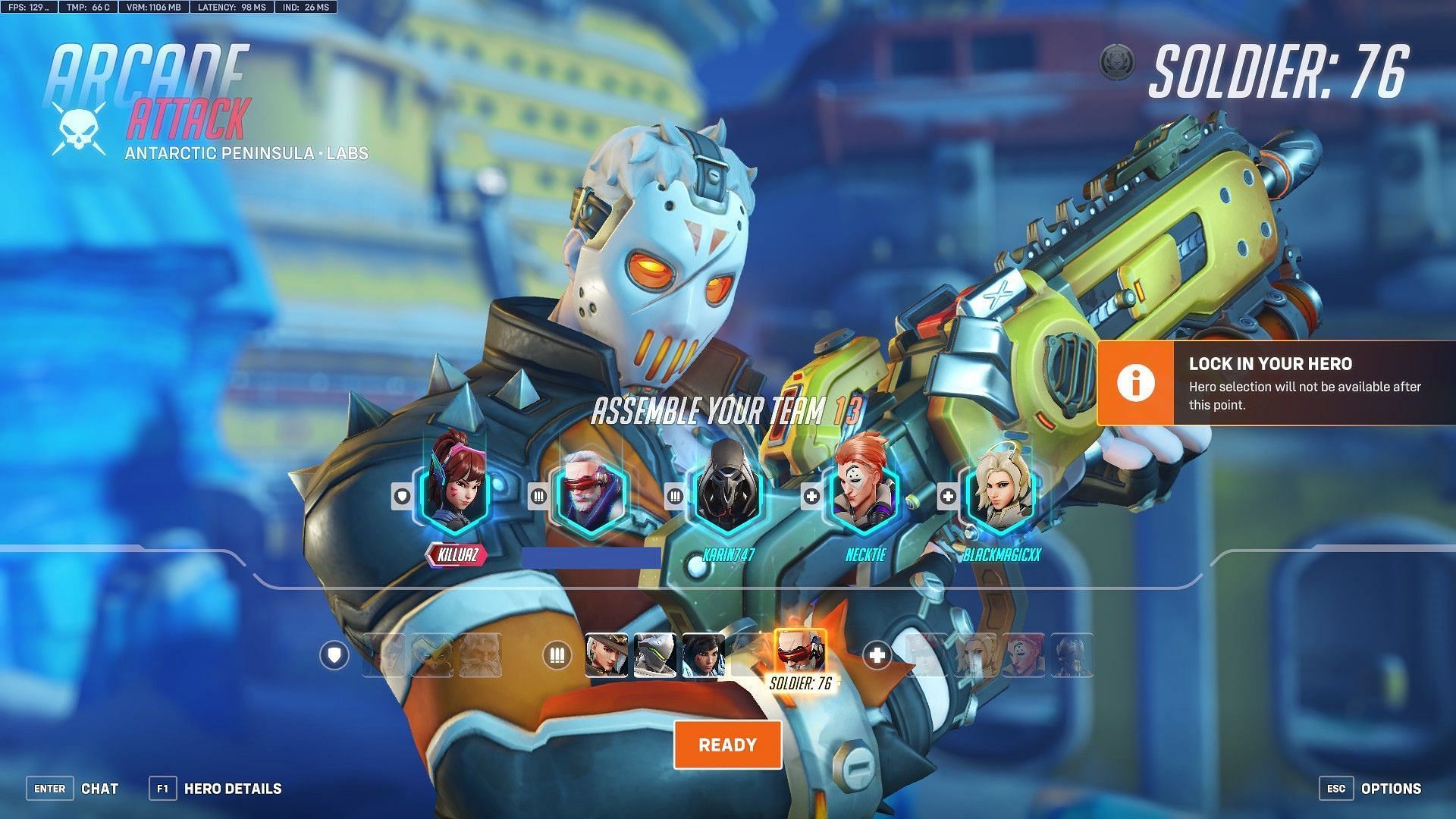 You won&#039;t be able to change your hero in this game mode (Image via Blizzard Entertainment)