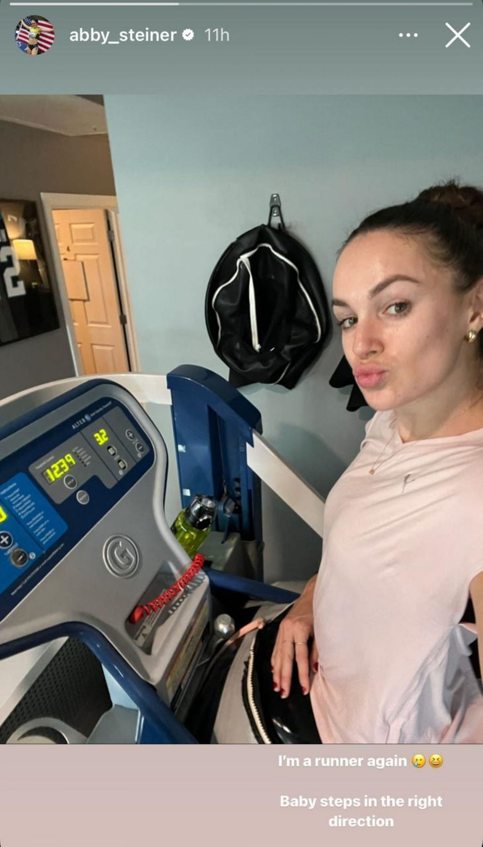 Abby Steiner returns to the gym; Instagram - @abby_steiner