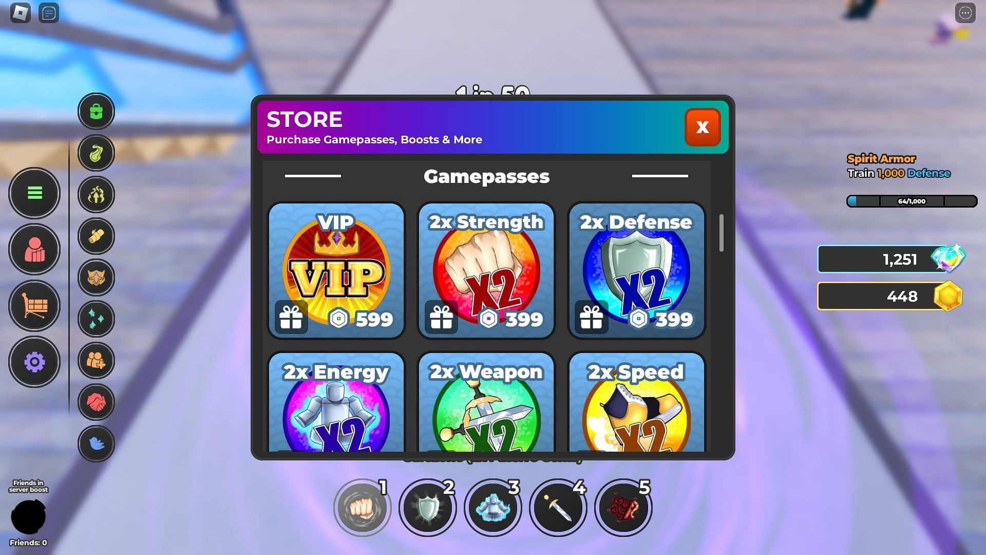 Selection of gamepasses (Image via Roblox)