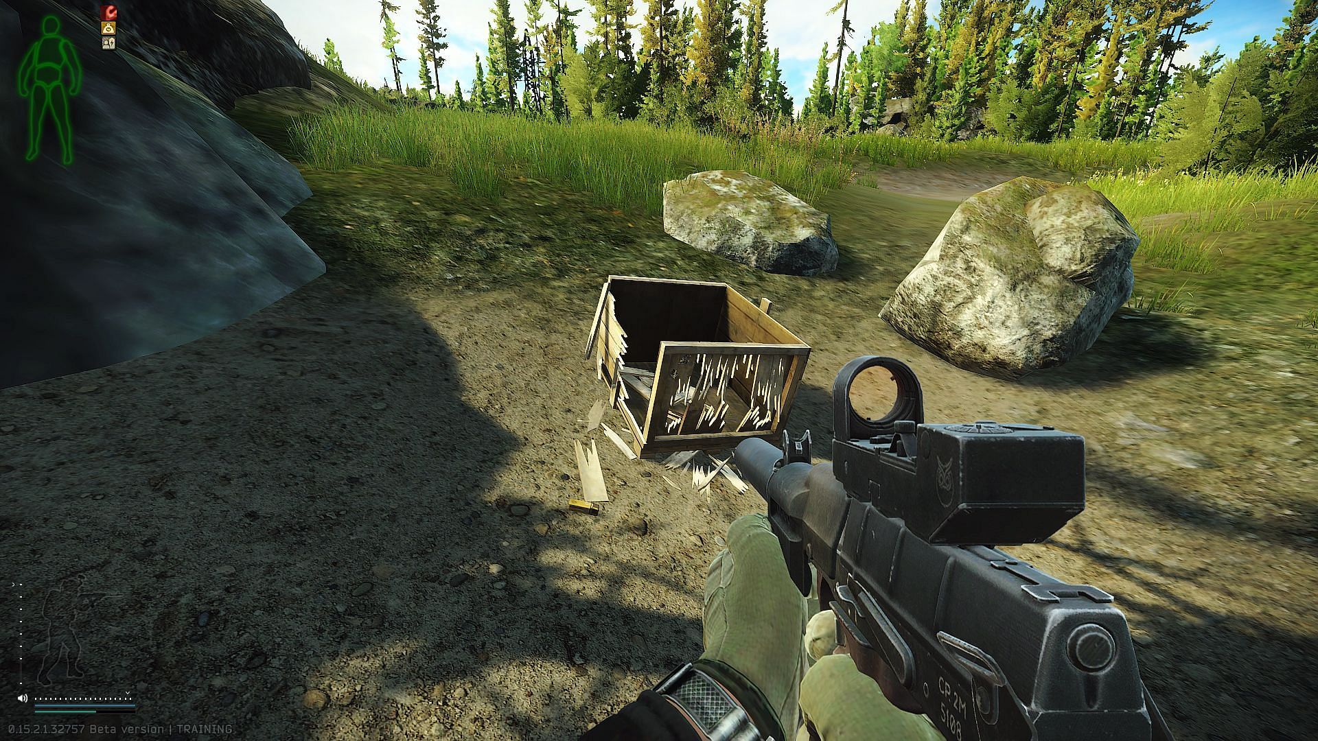 The second motor spawns inside the broken wooden crate near the weather station on Shoreline (Image via Battlestate Games)