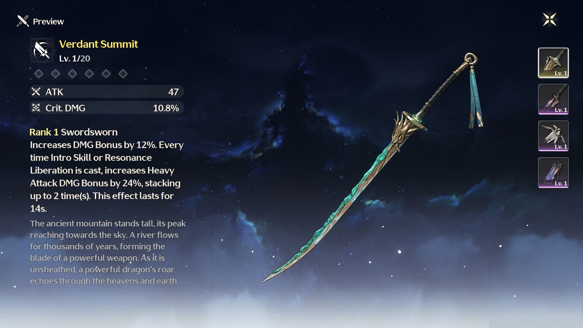 Verdant Summit is Jiyan&#039;s signature weapon (Image via Kuro Games)